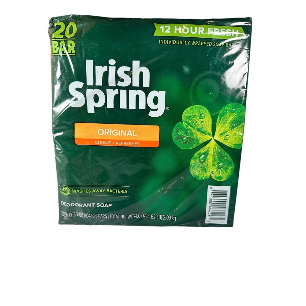 Irish Spring Bar Soap 20 Pack OLD FORMULA NO LINSEED 3.7 oz Bars Sealed 74 oz